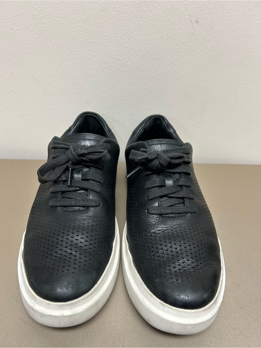 Cole Haan Black Leather Sneakers with White Sole